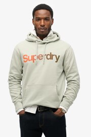 Superdry Puritan Grey Loose Core Logo Fade 100% Cotton Hoodie - Image 1 of 5