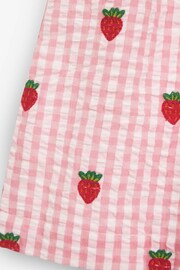 JoJo Maman Bébé Pink Girls' Strawberry Embroidered Gingham Dress - Image 9 of 9