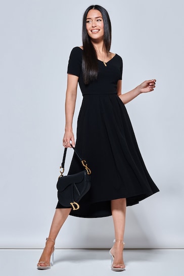 Jolie Moi Black Lenora Fit & Flare Midi Dress