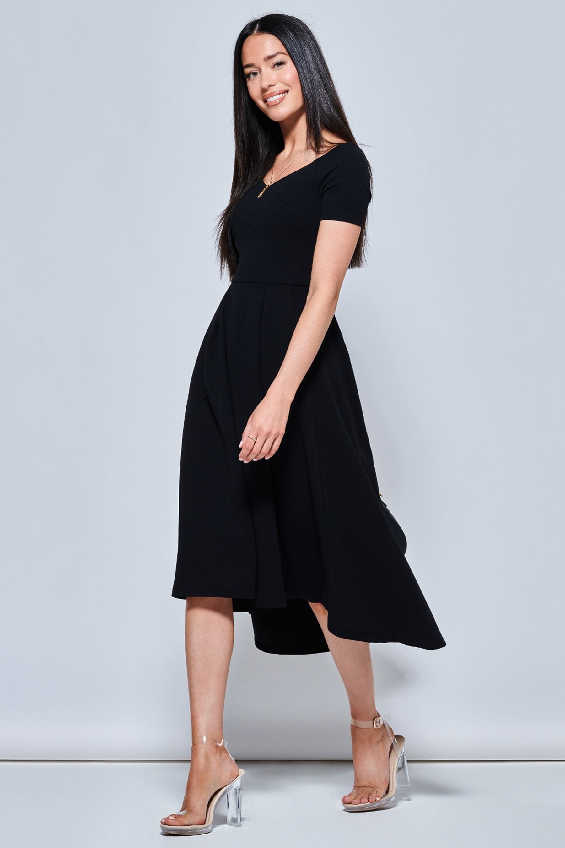 Off the shoulder dip hem cheap skater dress