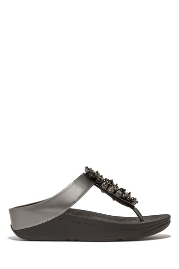 FitFlop Black Fino Bauble-bead Toe-post Sandals