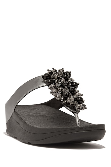 FitFlop Black Fino Bauble-bead Toe-post Sandals