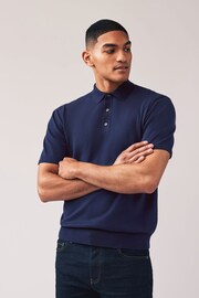 Black/Navy Knitted Regular Fit 2 Pack Polo Shirts - Image 4 of 13