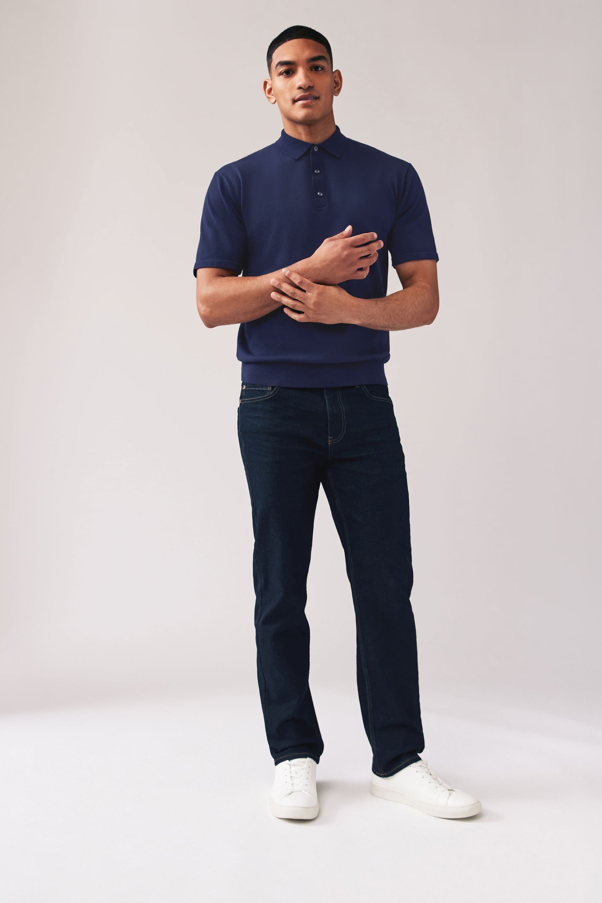 Black/Navy Knitted Regular Fit 2 Pack Polo Shirts - Image 6 of 13