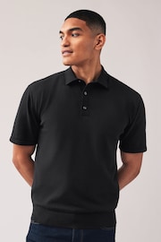 Black/Navy Knitted Regular Fit 2 Pack Polo Shirts - Image 7 of 13