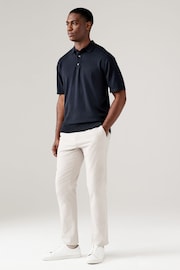 Neutral/Navy Knitted Regular Fit 2 Pack Polo Shirts - Image 3 of 8