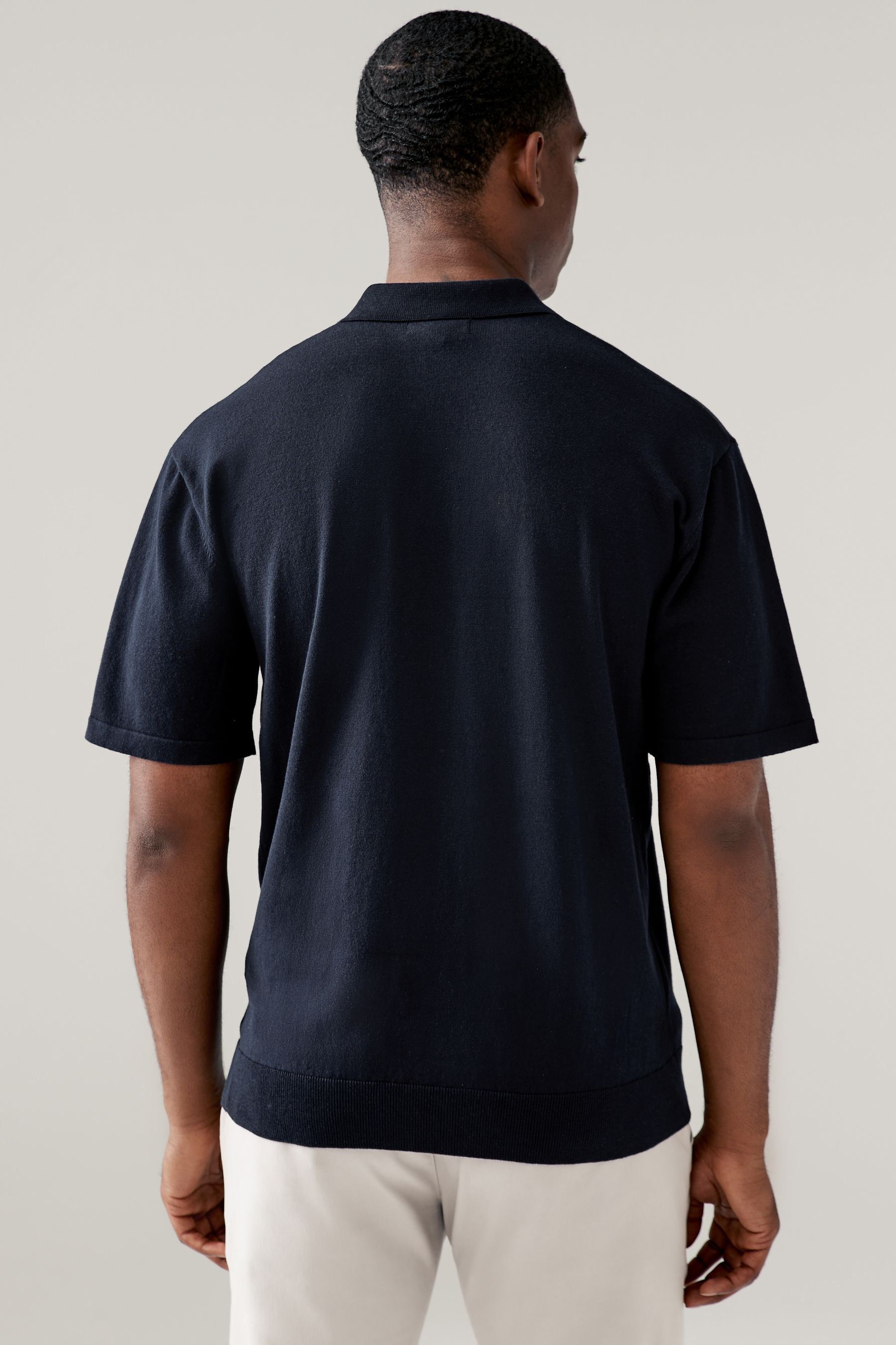 Neutral Navy Blue Regular Fit Knitted Polo Shirts 2 Pack