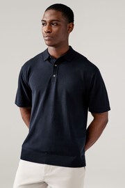 Neutral/Navy Knitted Regular Fit 2 Pack Polo Shirts - Image 4 of 8