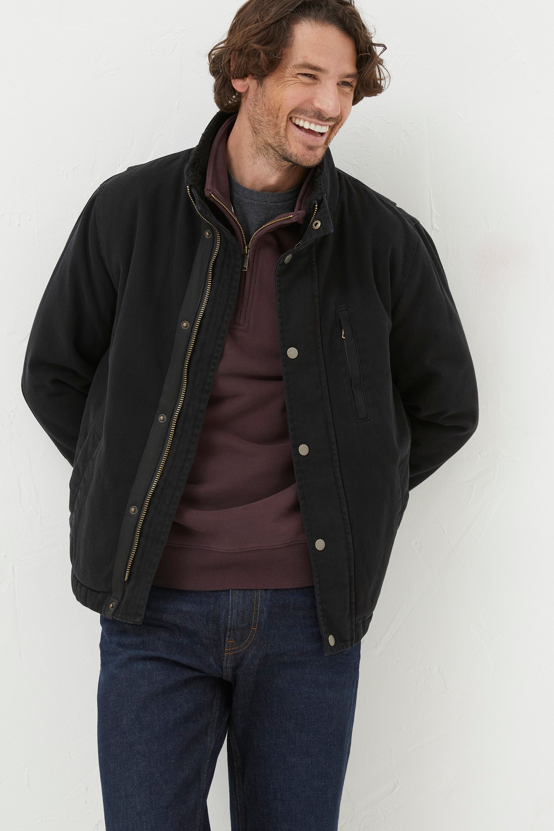 Mens black canvas jacket clearance