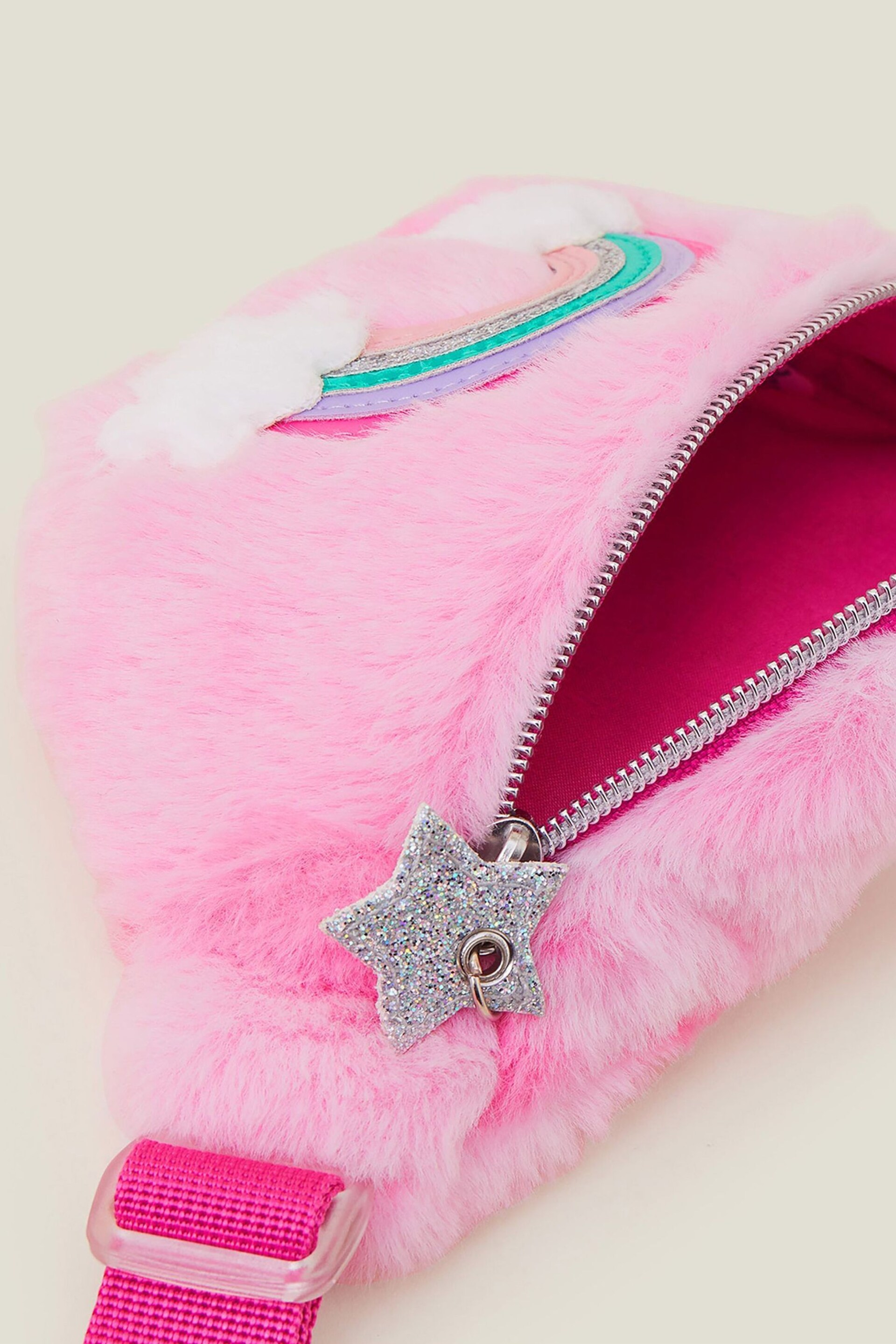 Accessorize Pink Faux Fur Rainbow Belt Bag - Image 4 of 4