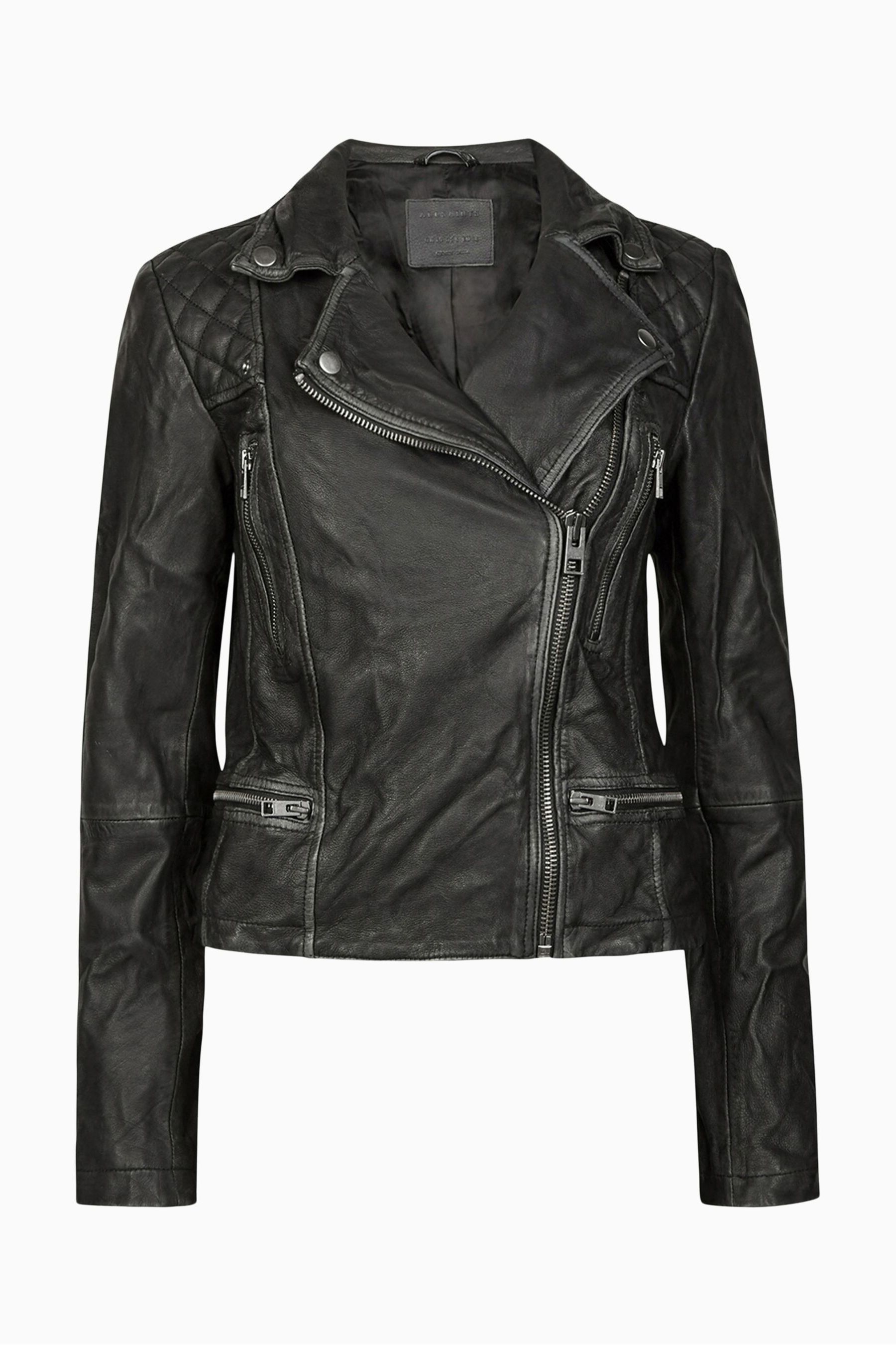 Buy AllSaints Black Cargo Leather Biker Jacket from Next Luxembourg