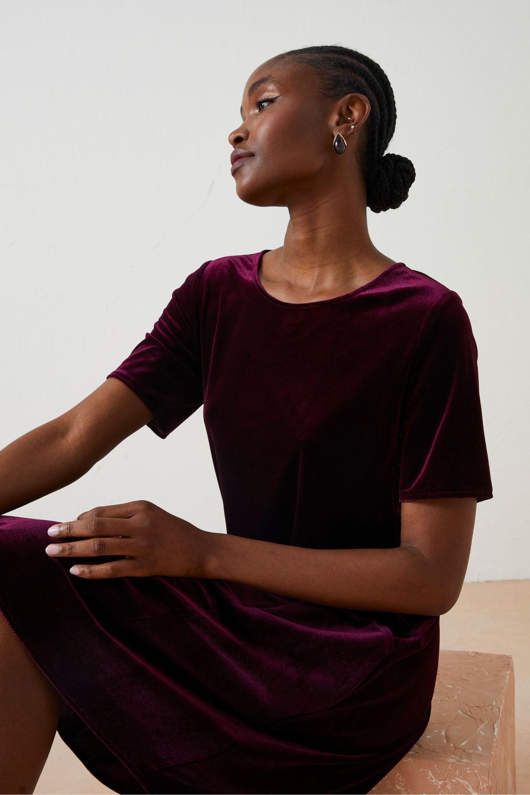 Buy FatFace Purple Simone Velvet Dress from Next Luxembourg