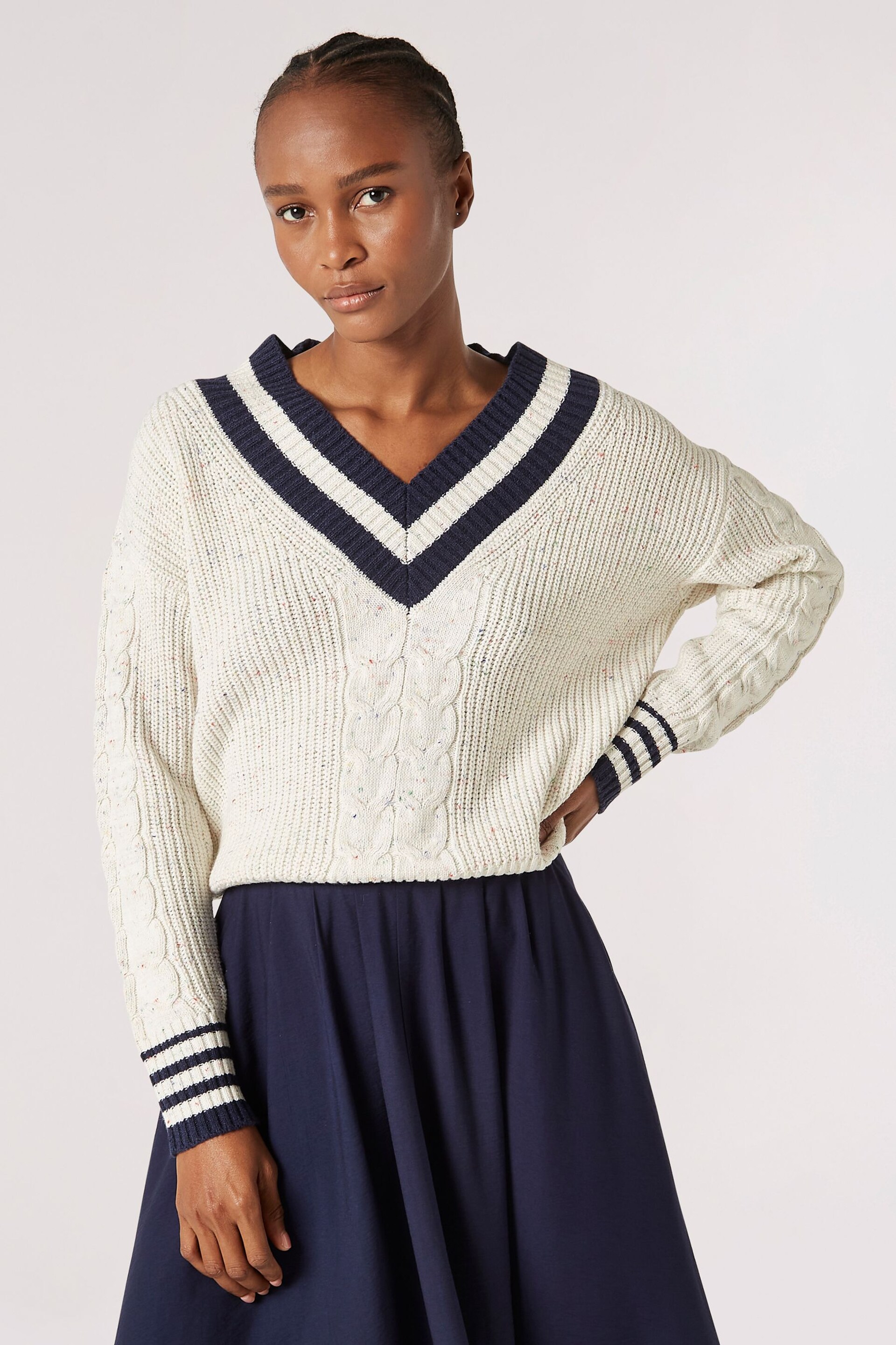 Apricot White Multifleck Cricket Jumper - Image 1 of 4