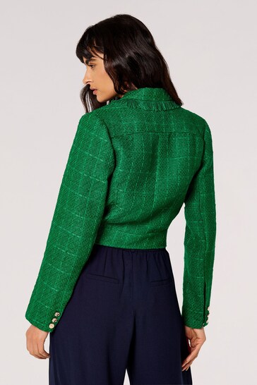 Apricot Green Fringed Cropped Blazer