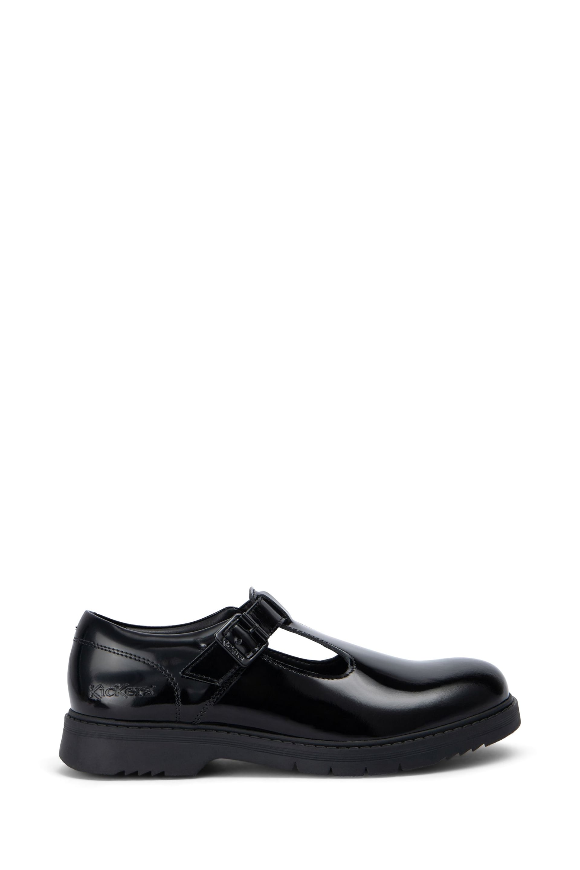 Kickers Youth Girls Finley T-Bar Patent Leather Black Shoes - Image 1 of 6
