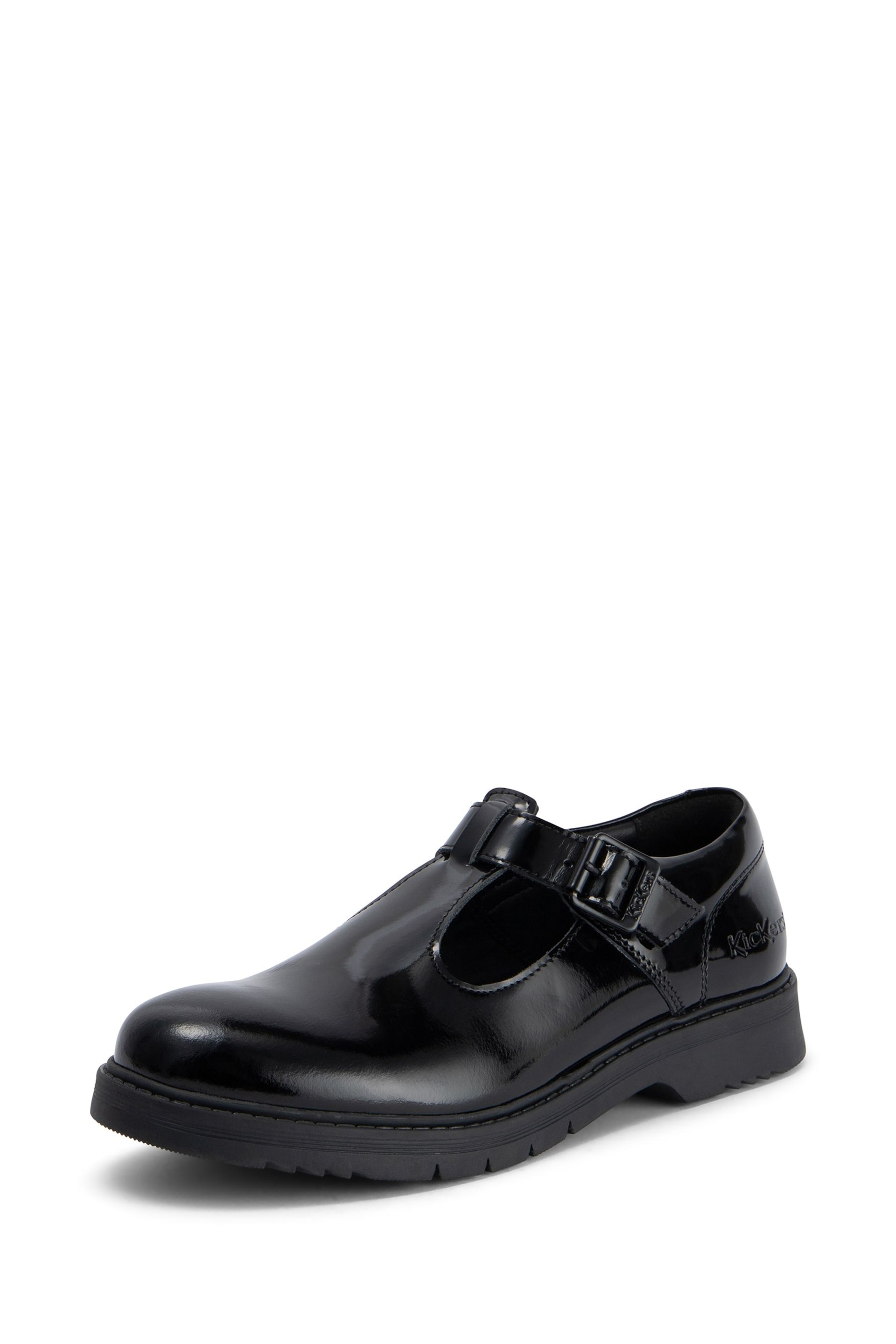 Kickers Youth Girls Finley T-Bar Patent Leather Black Shoes - Image 6 of 6