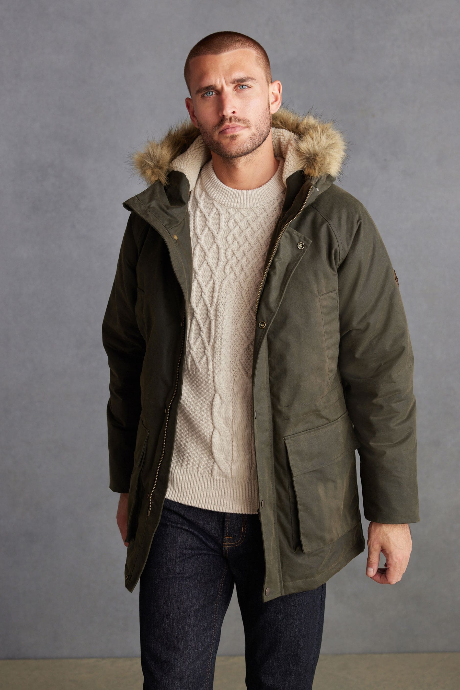 Next green parka on sale