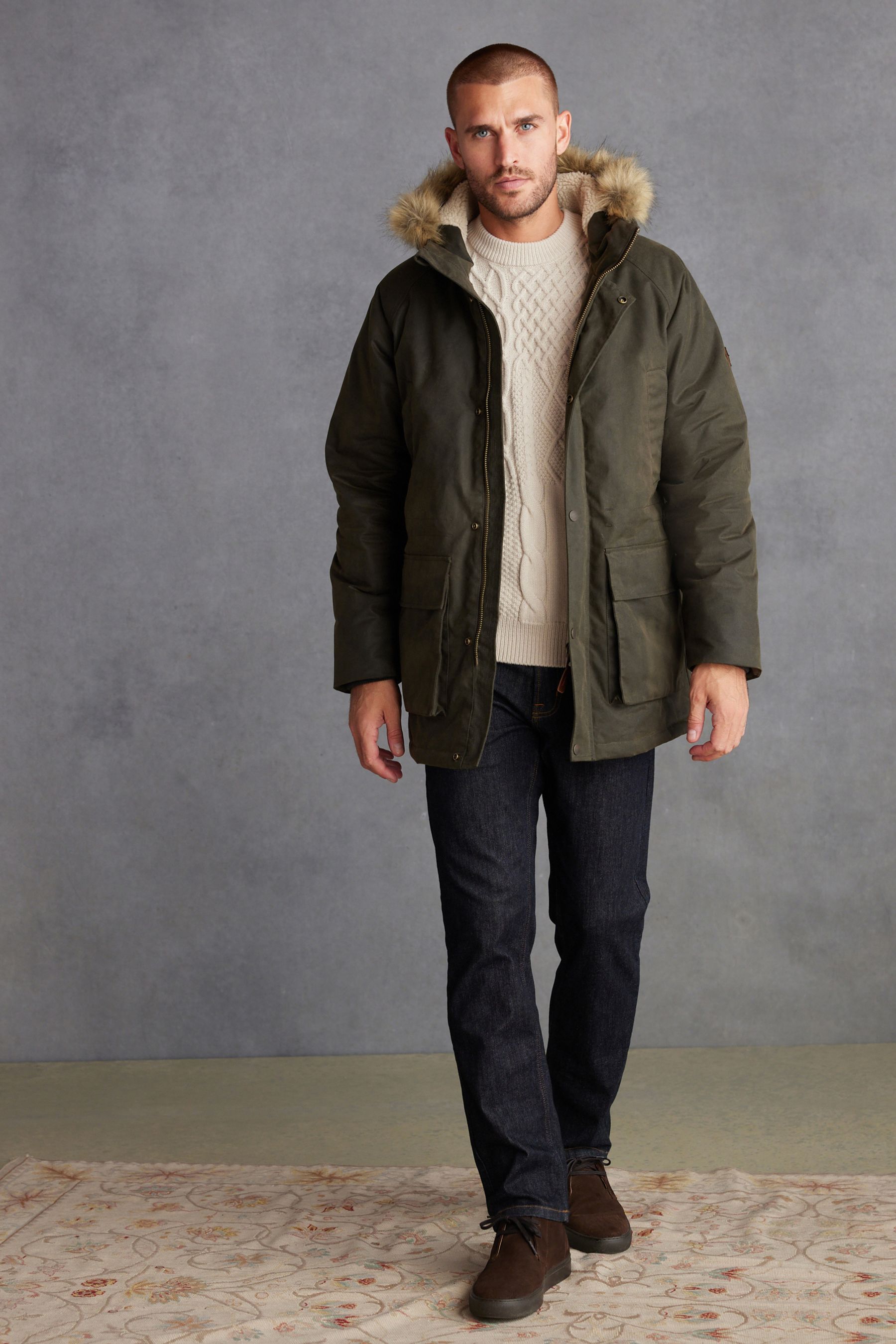 Buy Khaki Green British Millerain Signature Waxed Coated Parka