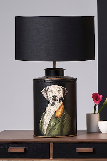 Pacific Black Pointer Hand Painted Dog Table Lamp