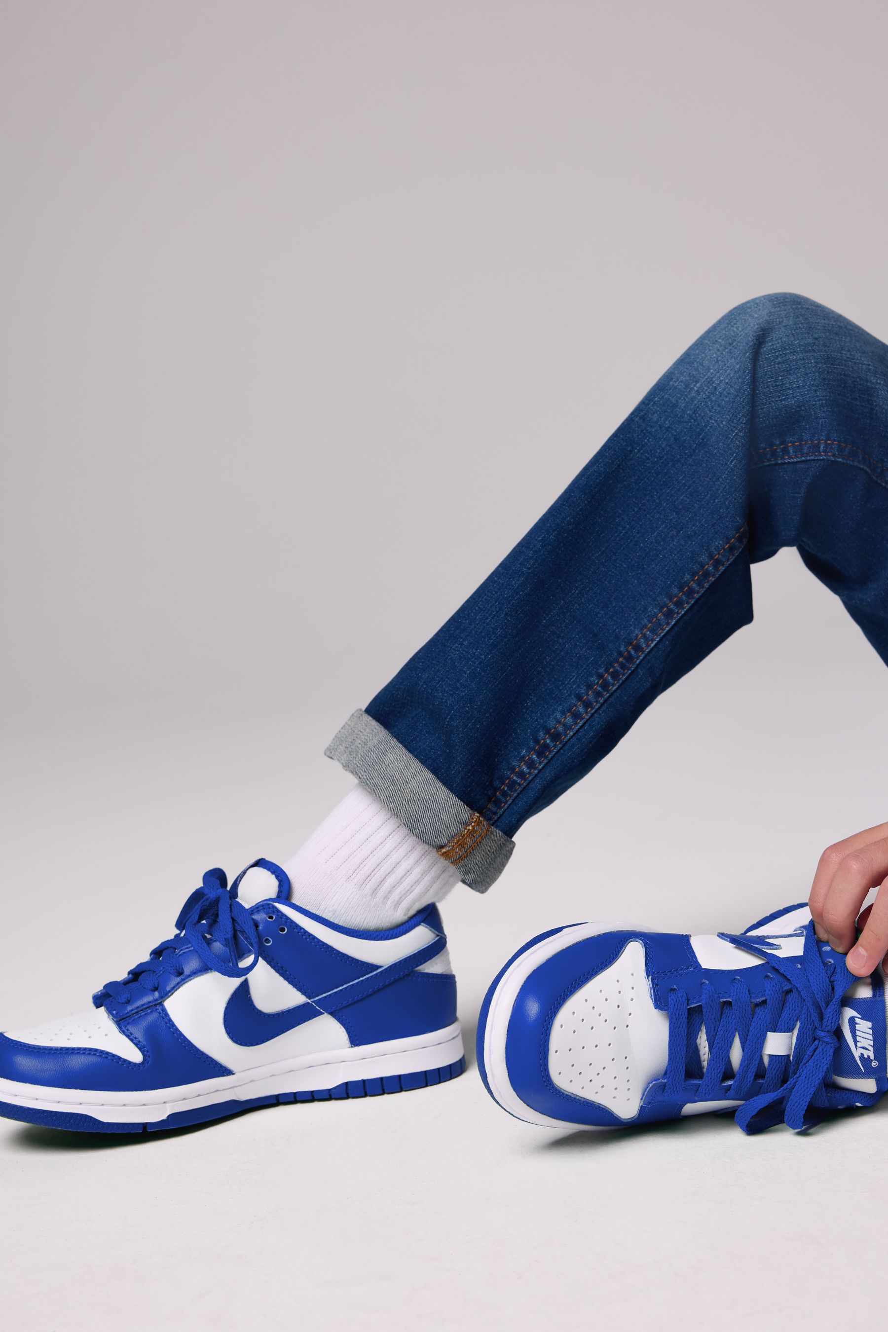 Buy Nike Racer Blue White Youth Dunk Low Shoes from the Next UK online shop