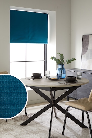 Teal Blue Ready Made Textured Blackout Roller Blind