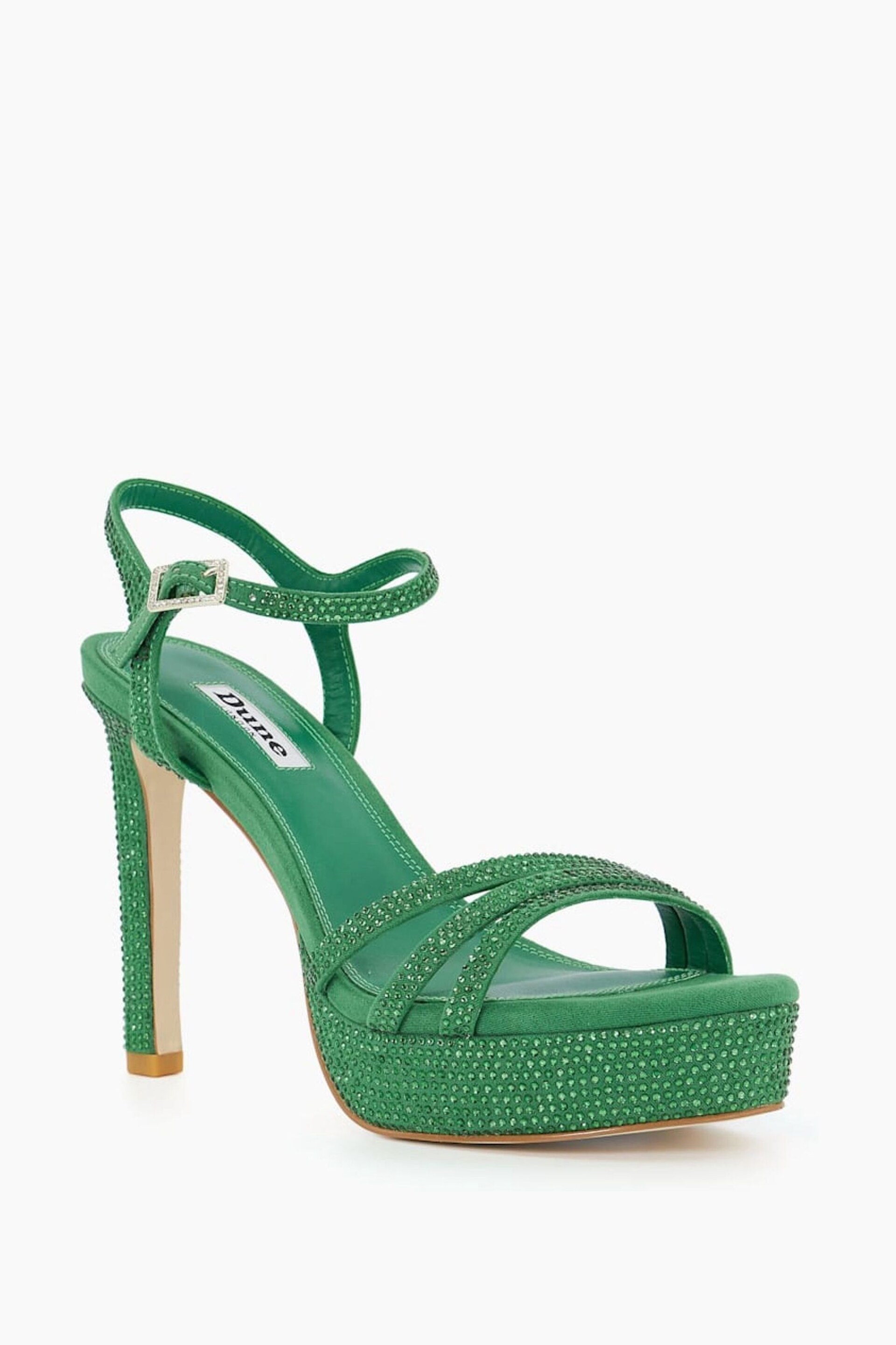 Dune London Green Mulberrie Hotfix Platform Sandals - Image 4 of 6