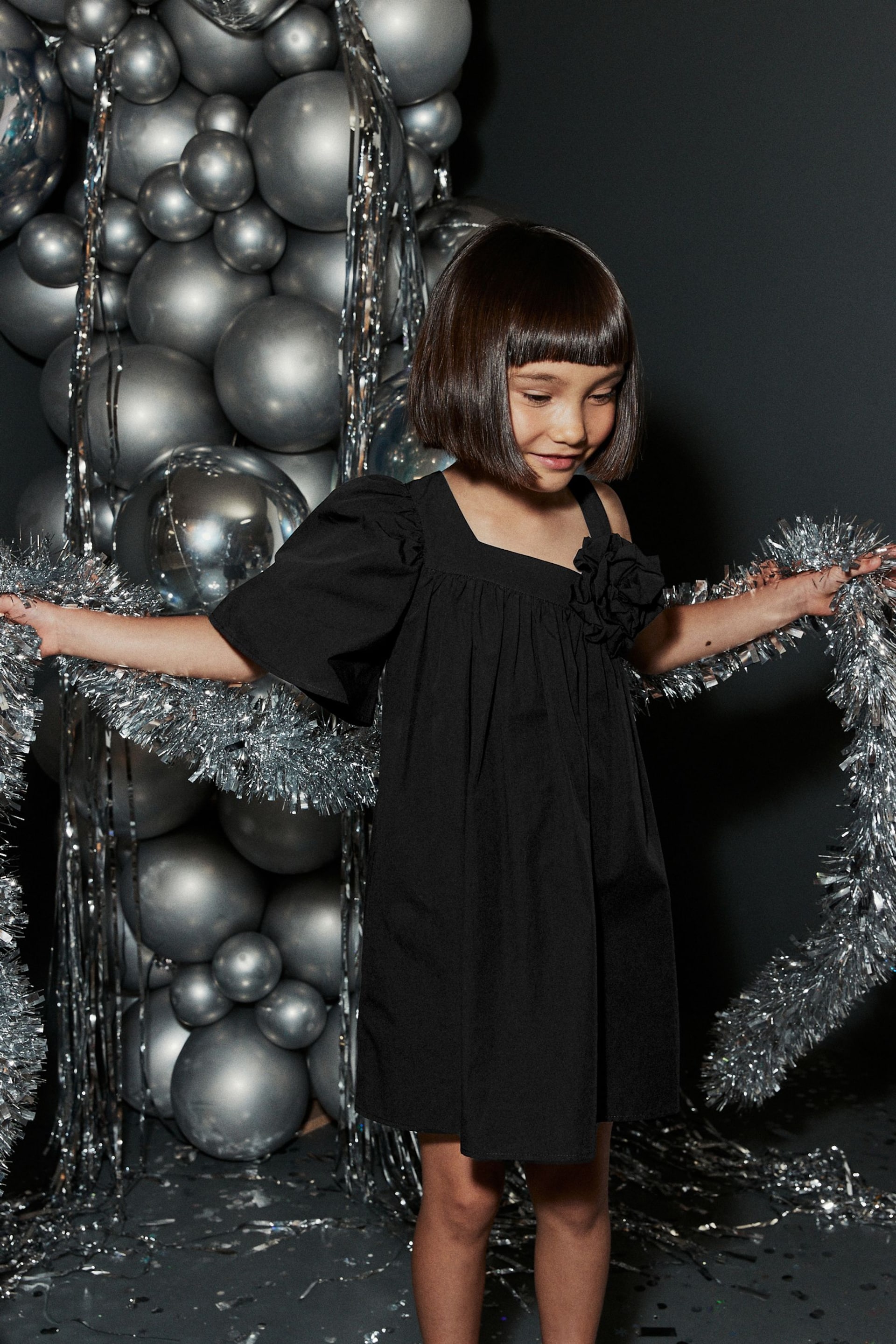 Black One Shoulder Corsage Party Dress (3-16yrs) - Image 2 of 8