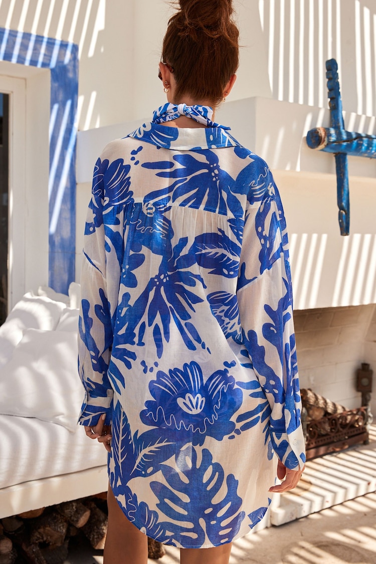 Blue Leaf Beach Shirt Cover-Up - Image 5 of 8