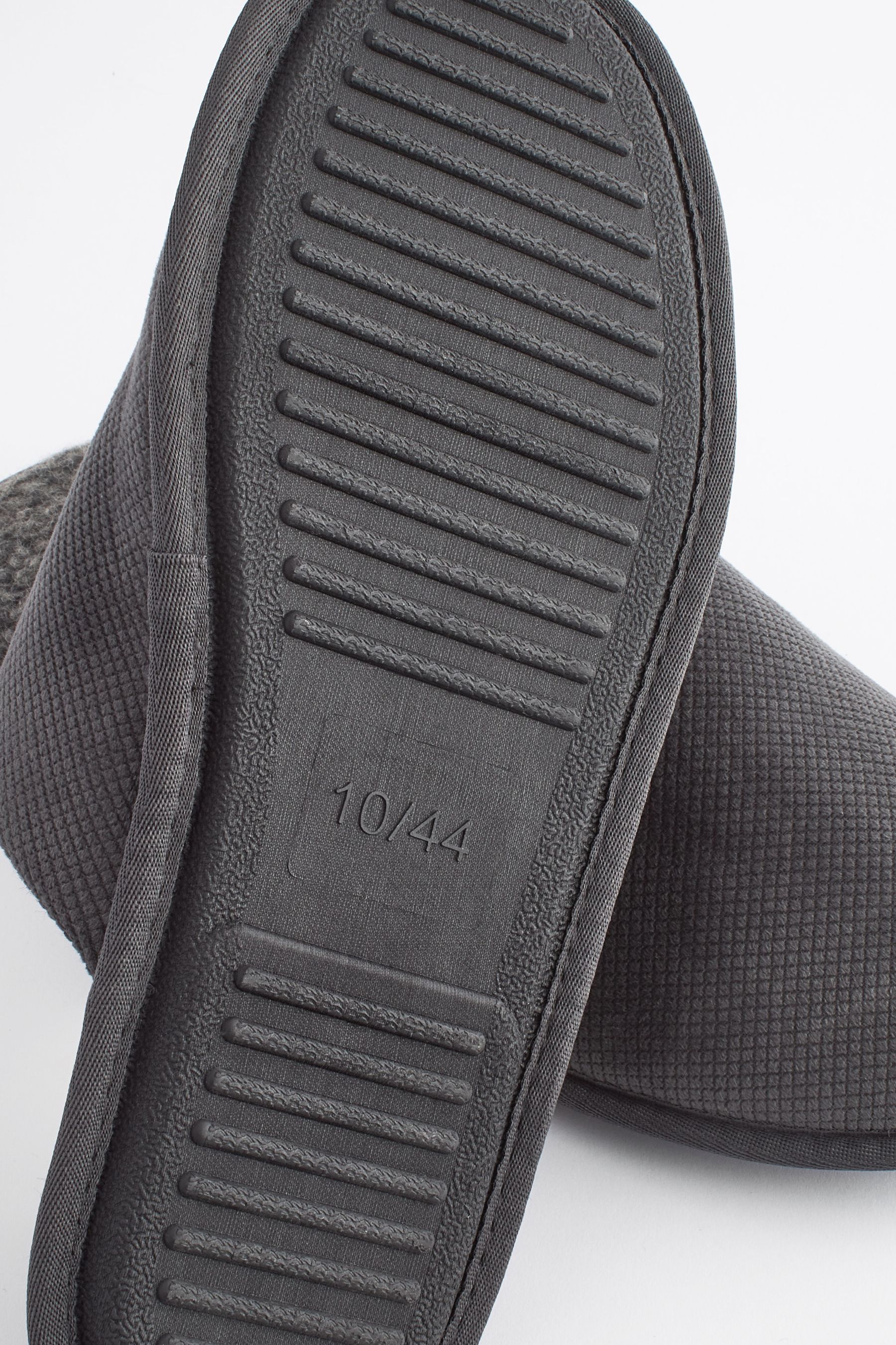 Grey Textured Mule Slippers