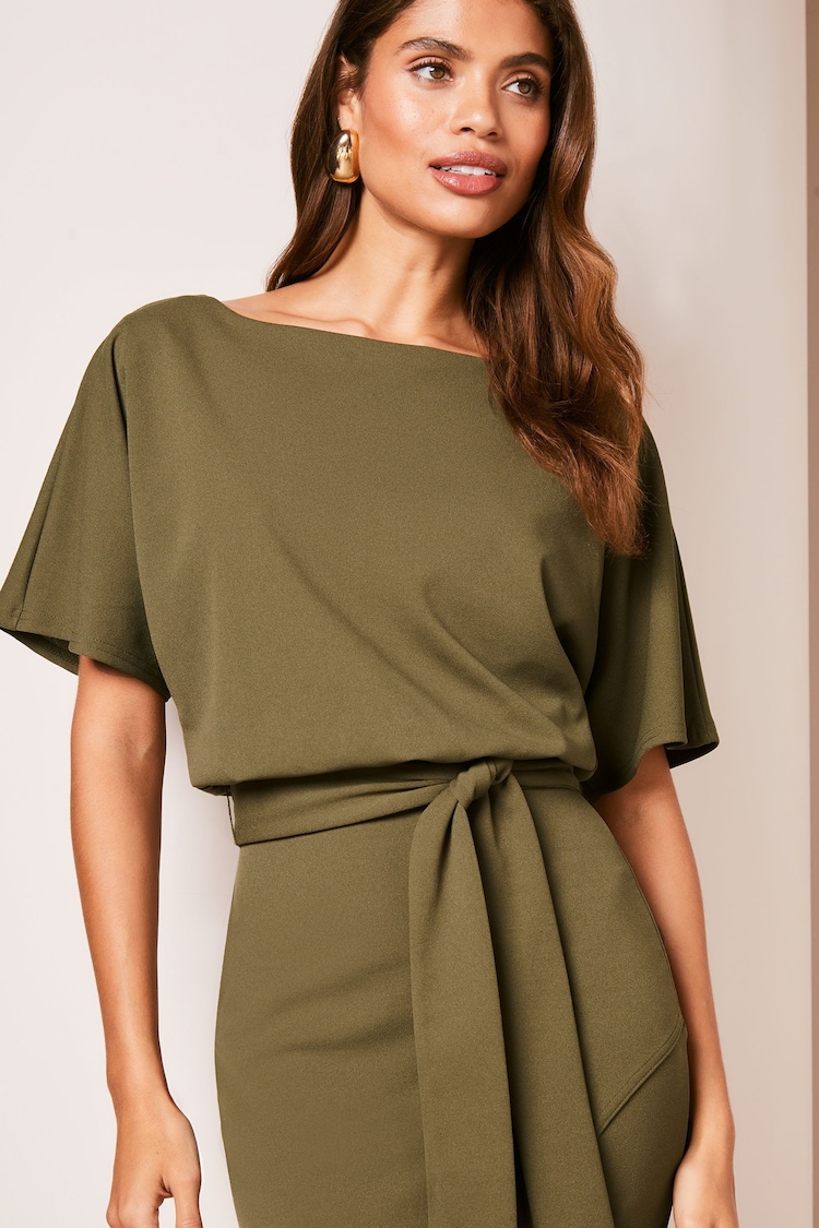 Lipsy Khaki Green Kimono Belted Midi Dress - Image 4 of 4