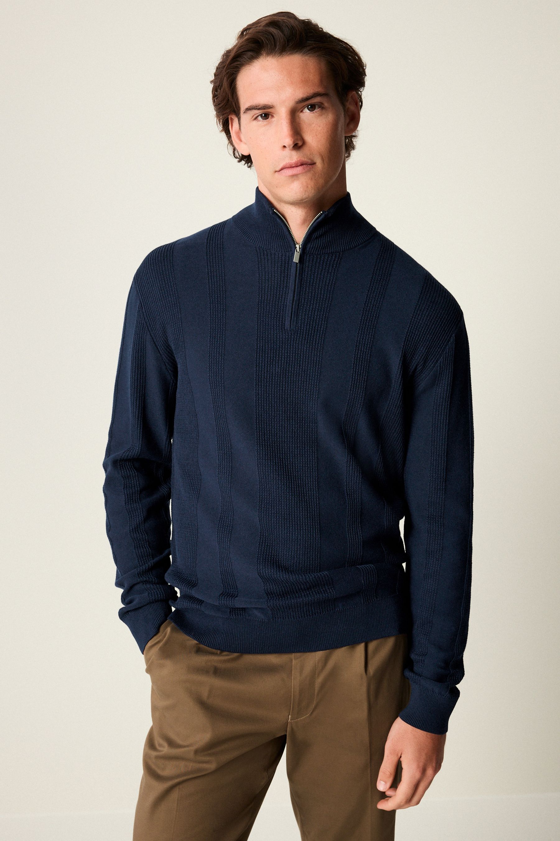 Mens navy zip jumper hotsell