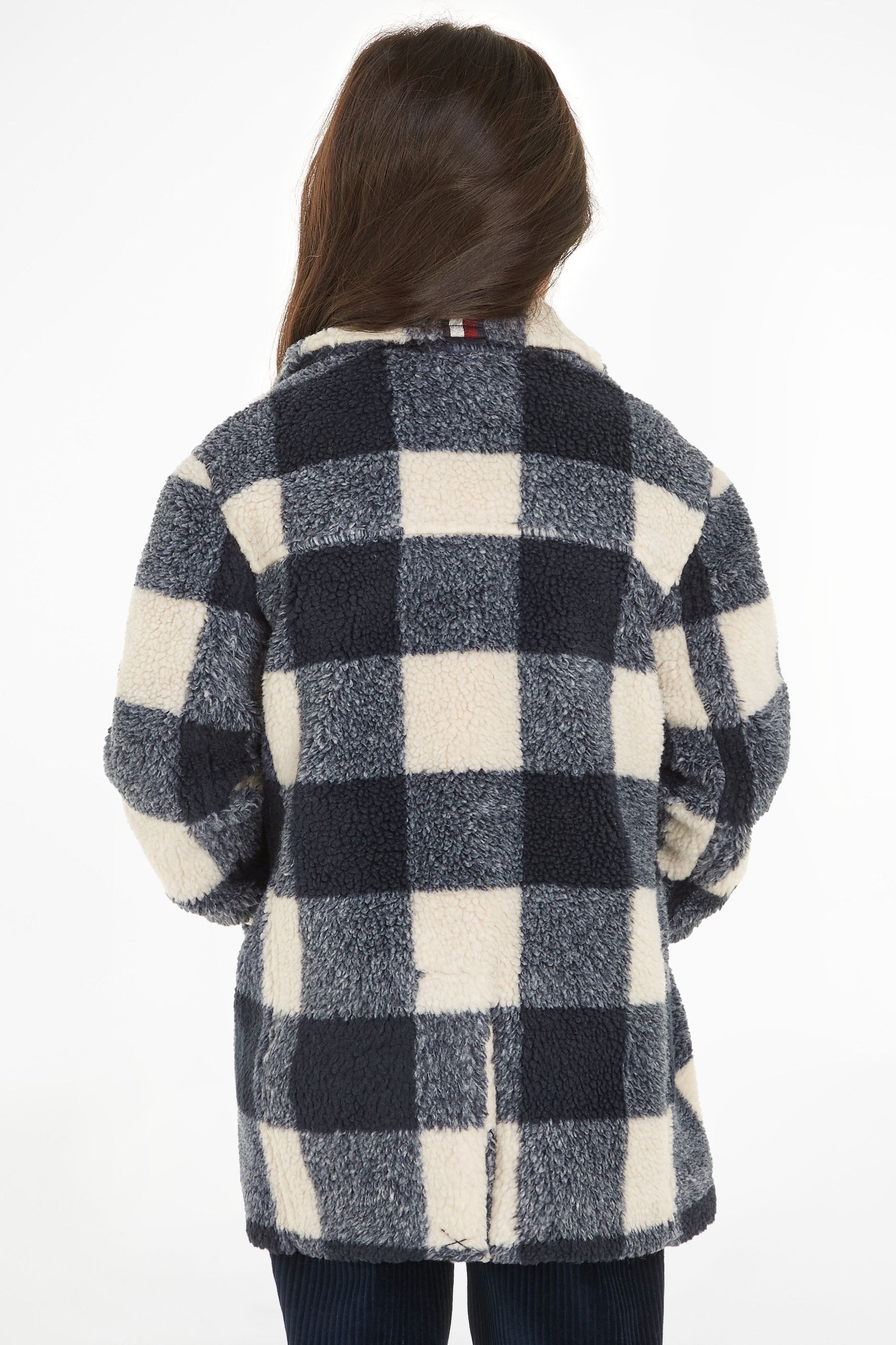 Buy Tommy Hilfiger Kids Oversized Blue Teddy Gingham Peacoat from Next Luxembourg