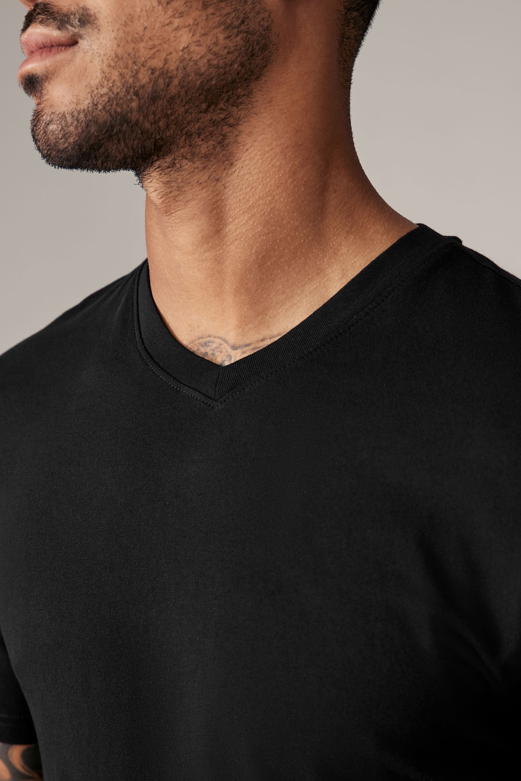 Buy Black Slim Fit Essential V Neck 100 Cotton T Shirt from the Next UK online shop