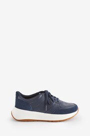 FitFlop Blue F Mode Leather Suede Flatform Sneakers - Image 1 of 4