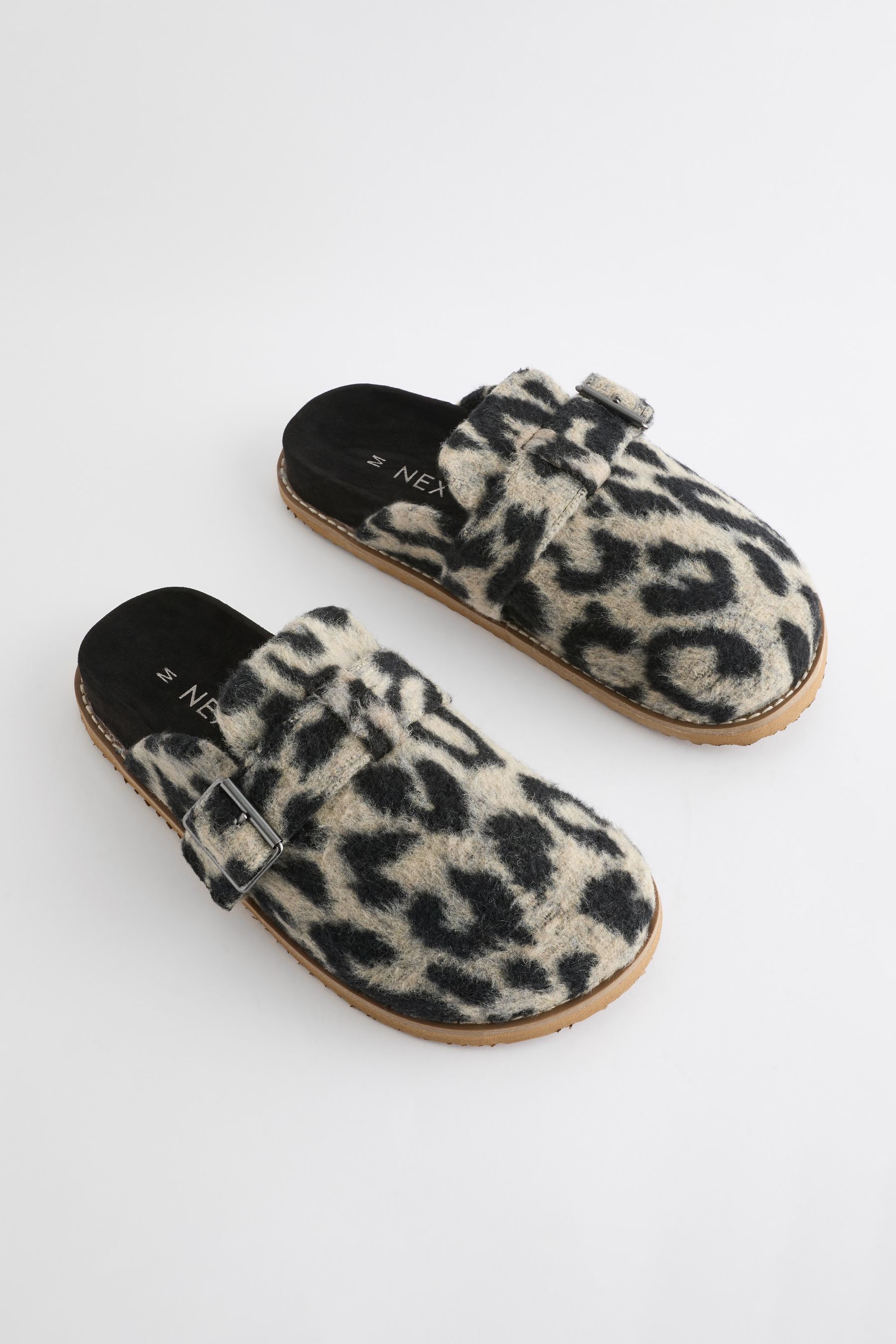 Buy Leopard Faux Fur Buckle Mule Slippers from the Next UK online shop