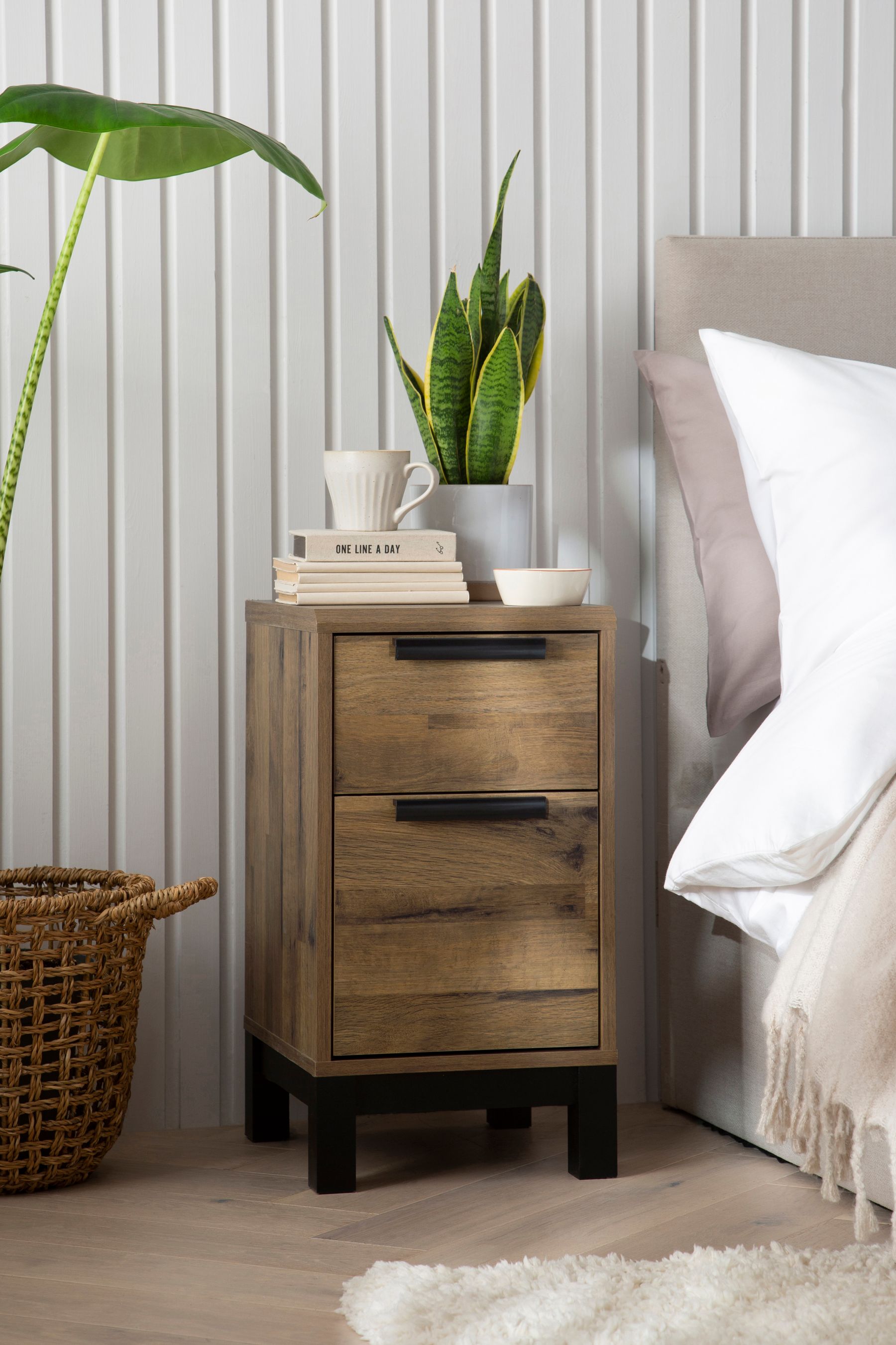 Buy Dark Bronx Oak Effect Set of 2 Bedside Table from the Next UK ...