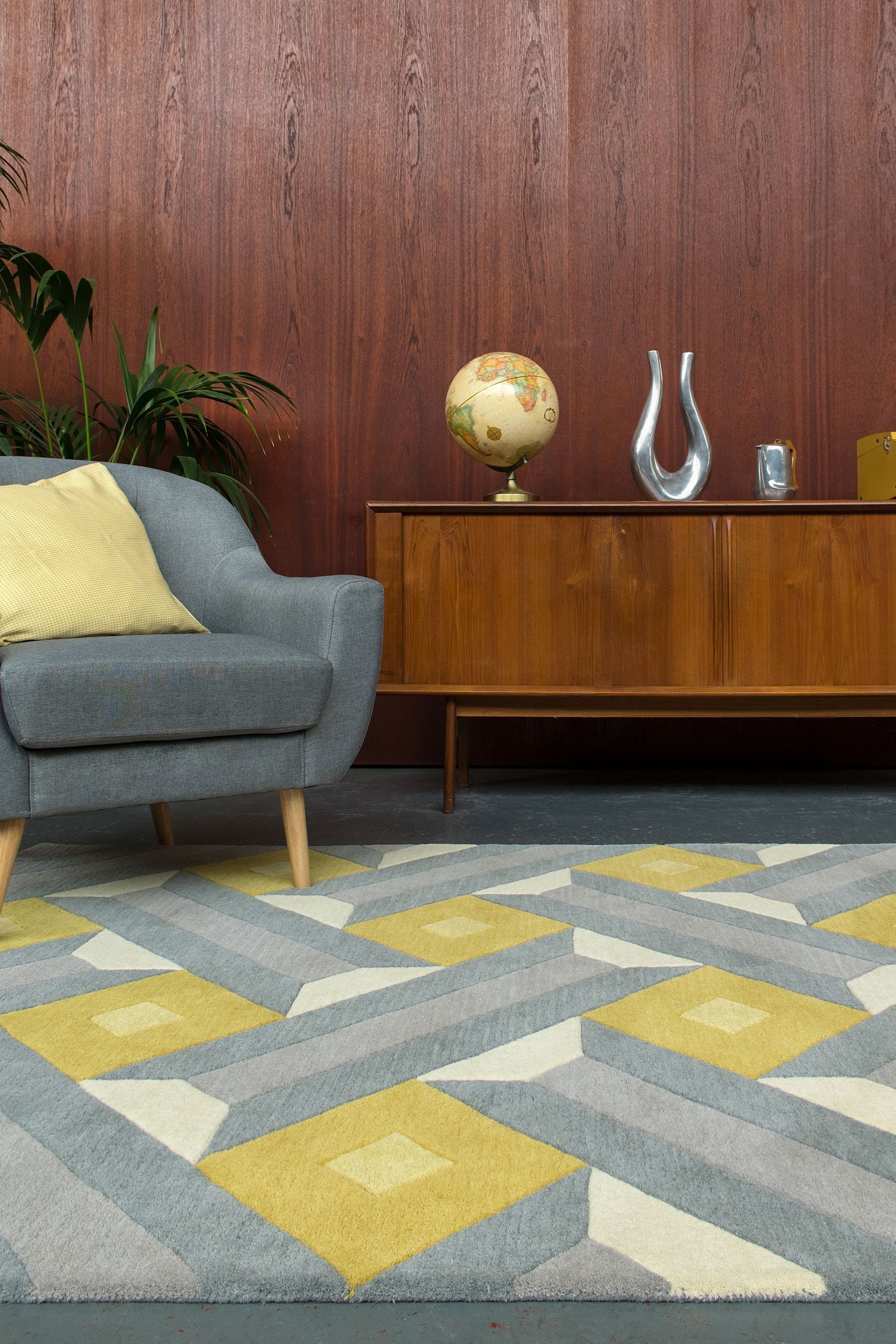 Buy Asiatic Rugs Ochre Yellow Reef Wool Motif Rug from the Next UK