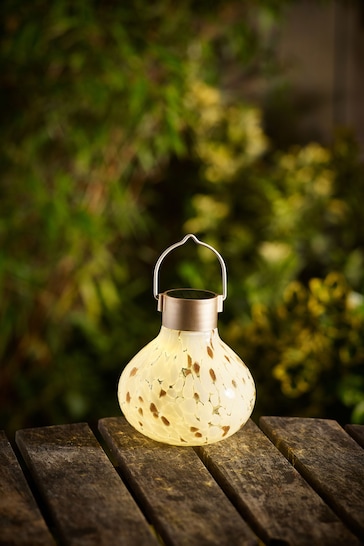 White/Gold Solar Confetti Glass Lantern