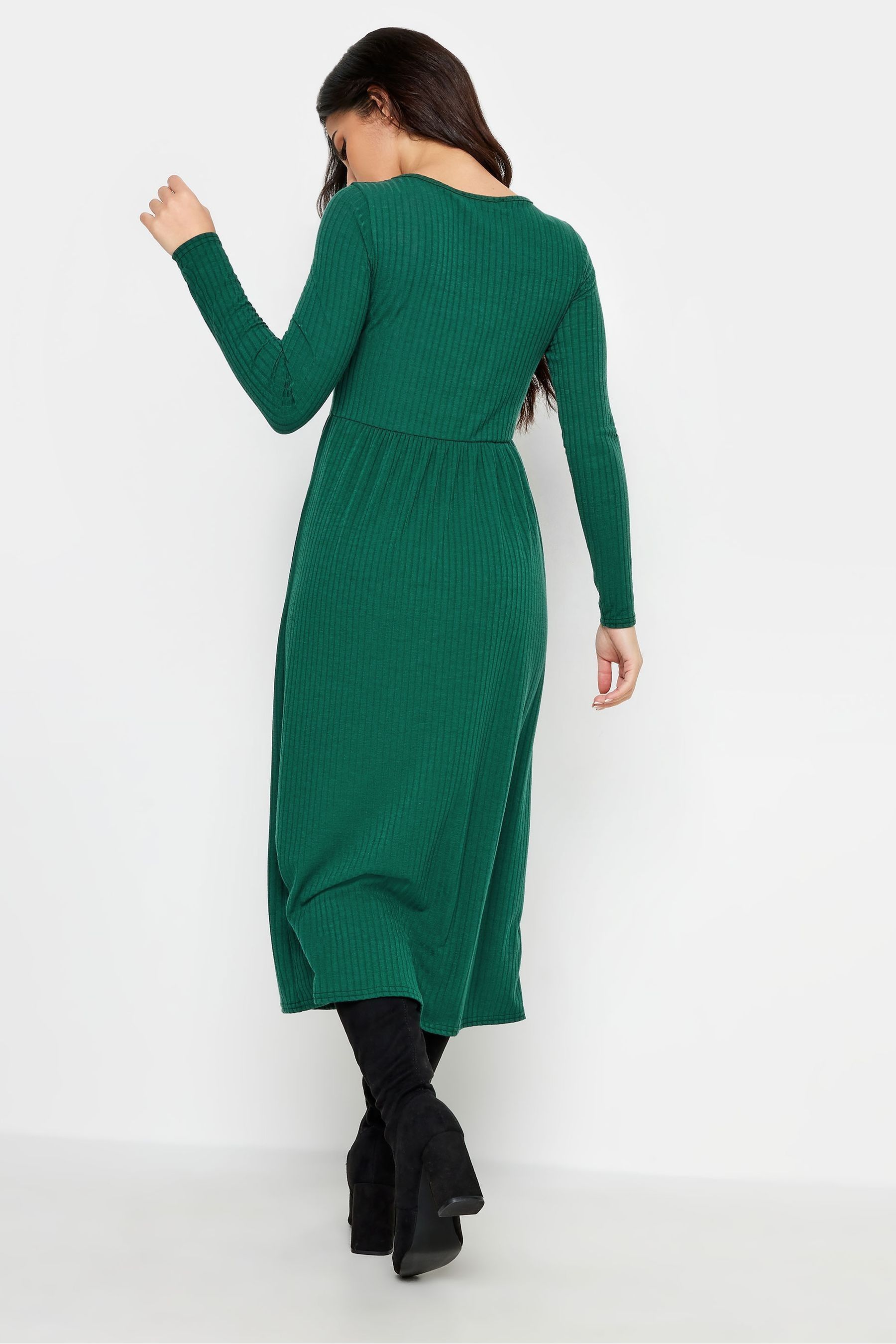 Long sleeve ribbed top dress with buttons