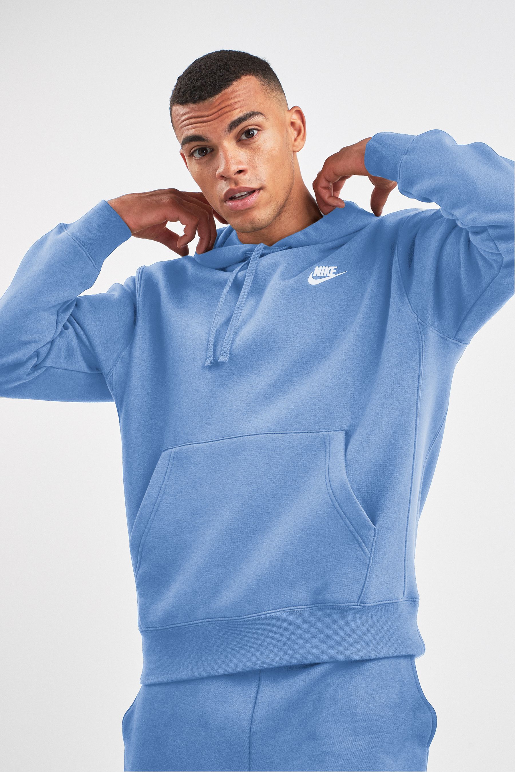Nike club blue hoodie hotsell