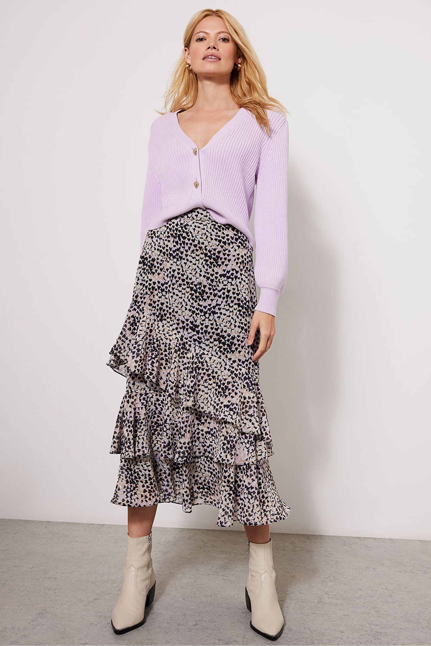 Buy Mint Velvet Purple Willa Print Ruffle Midi Skirt from Next Austria