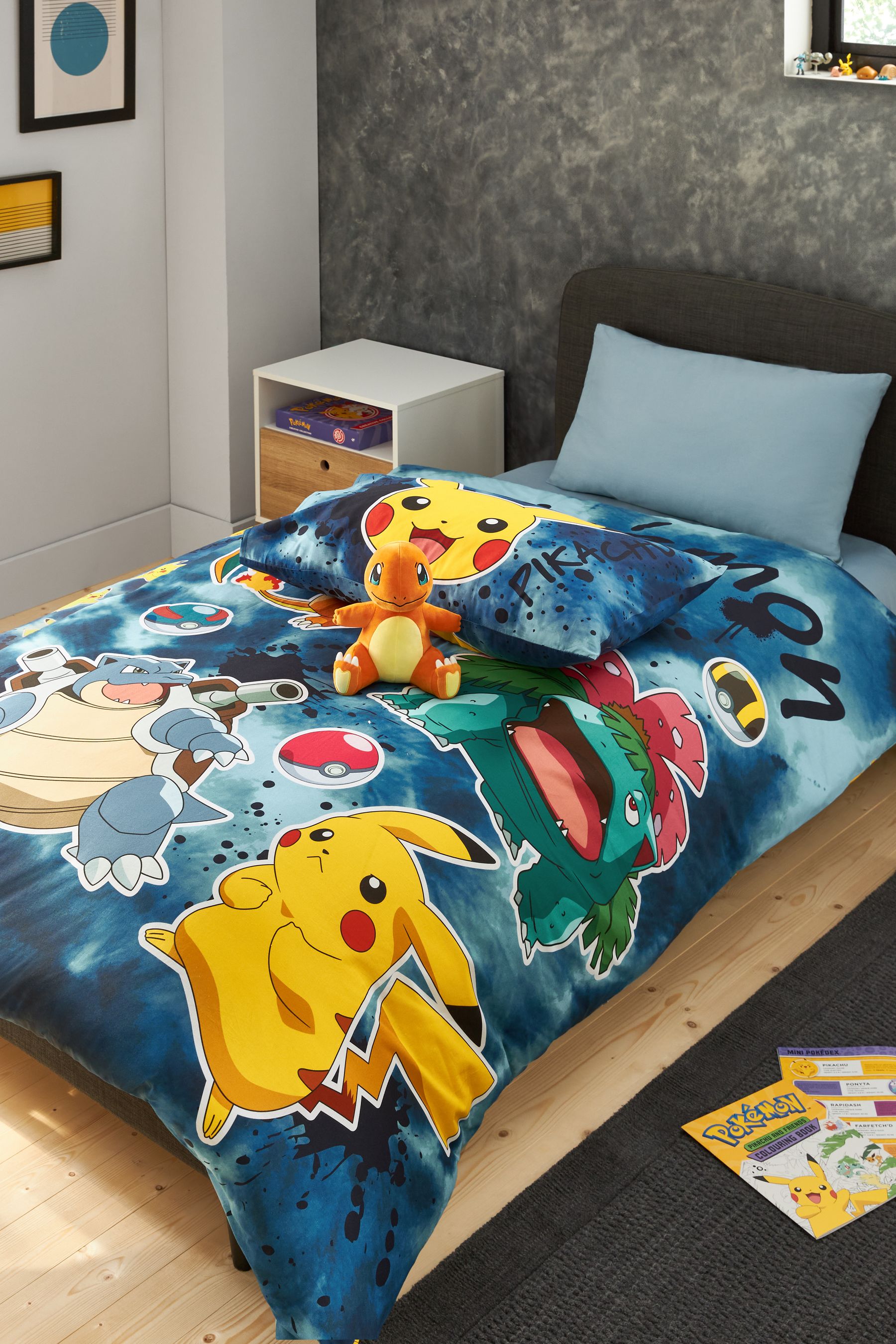 Buy Blue Pokemon Graffiti 100 Cotton Single Duvet Cover and Pillowcase Set from the Next UK online shop