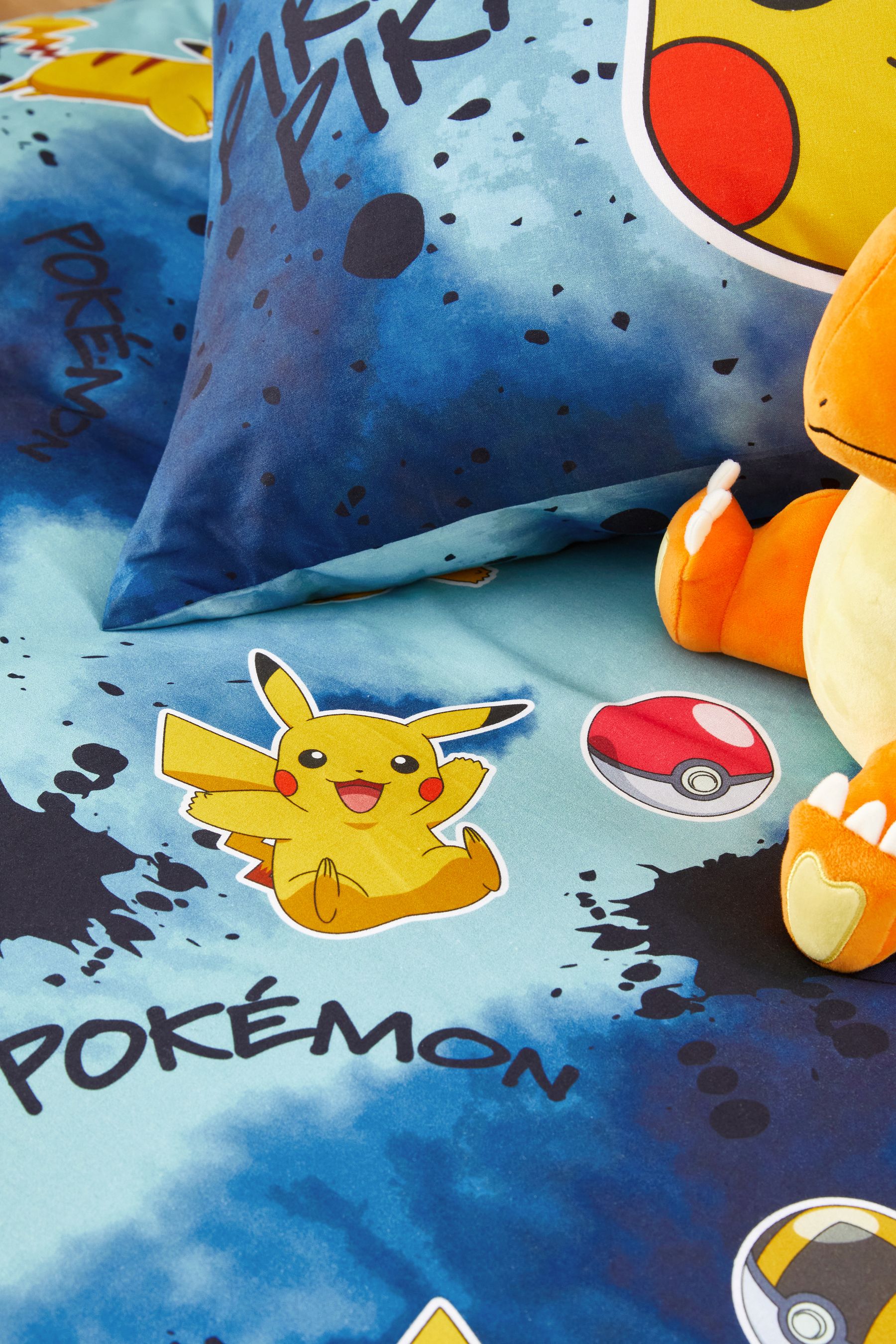 Buy Blue Pokemon Graffiti 100 Cotton Single Duvet Cover and Pillowcase Set from the Next UK online shop