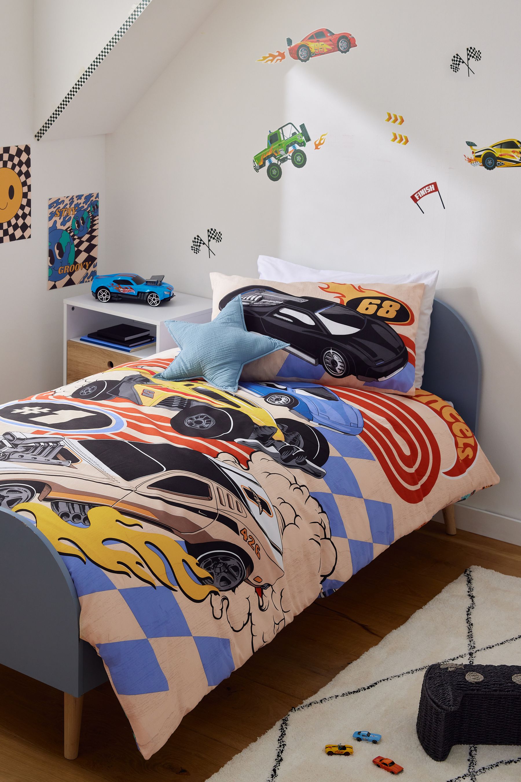 Buy Multi Hot Wheels Reversible Polycotton Duvet Cover and Pillowcase Set from the Next UK online shop