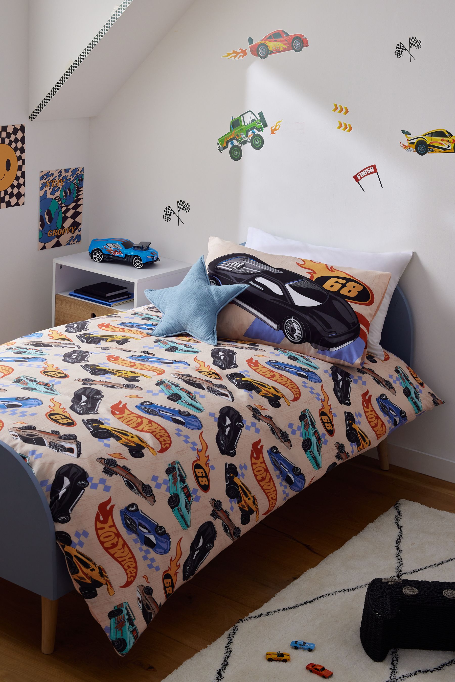 Buy Multi Hot Wheels Reversible Polycotton Duvet Cover and Pillowcase Set from Next Luxembourg