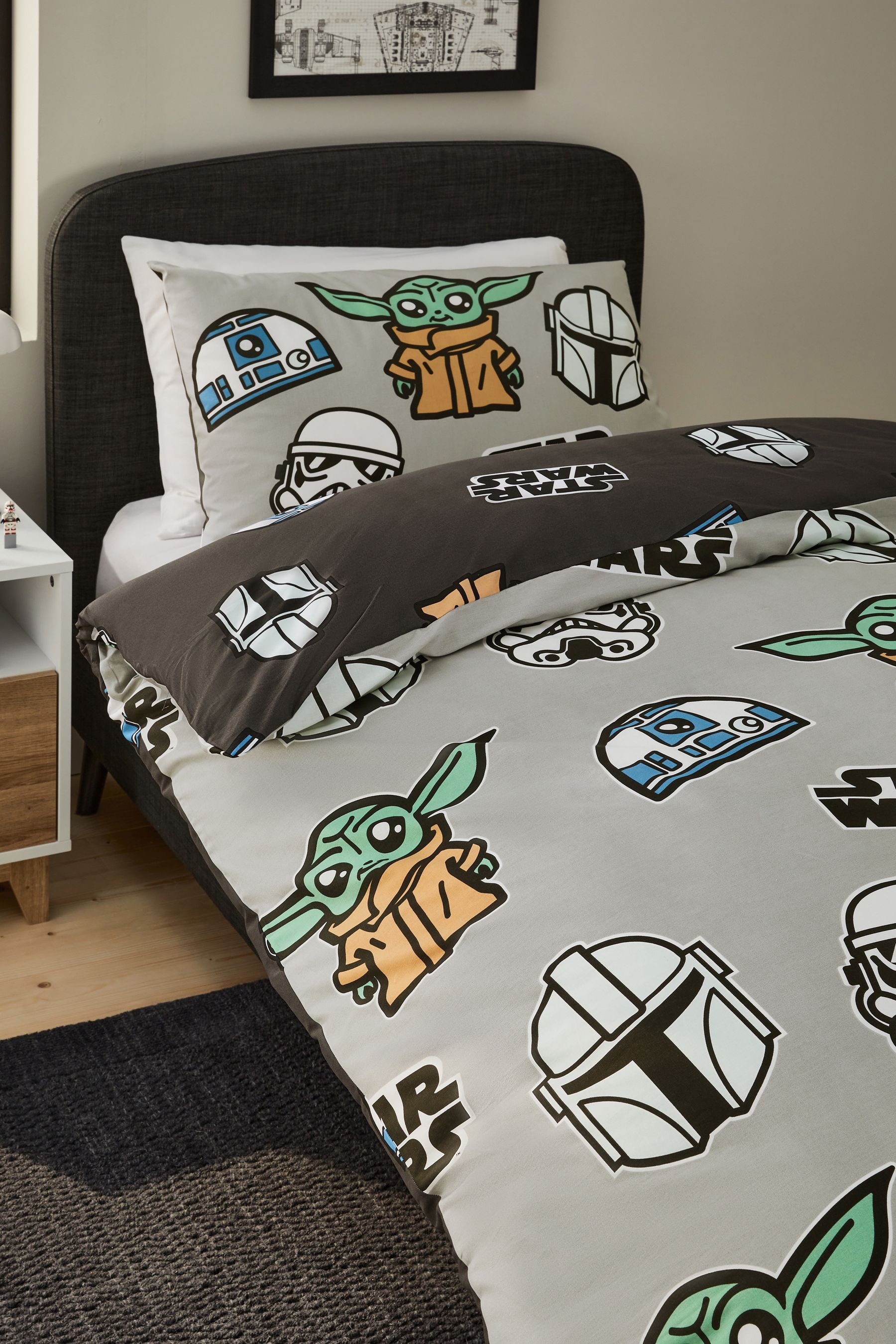 Buy Grey Glow in the Dark Star Wars Grogu 100 Cotton Single Duvet Cover and Pillowcase Set from the Next UK online shop
