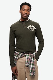 Superdry Green Grandad Vintage Athletic Long Sleeve T-Shirt - Image 1 of 5