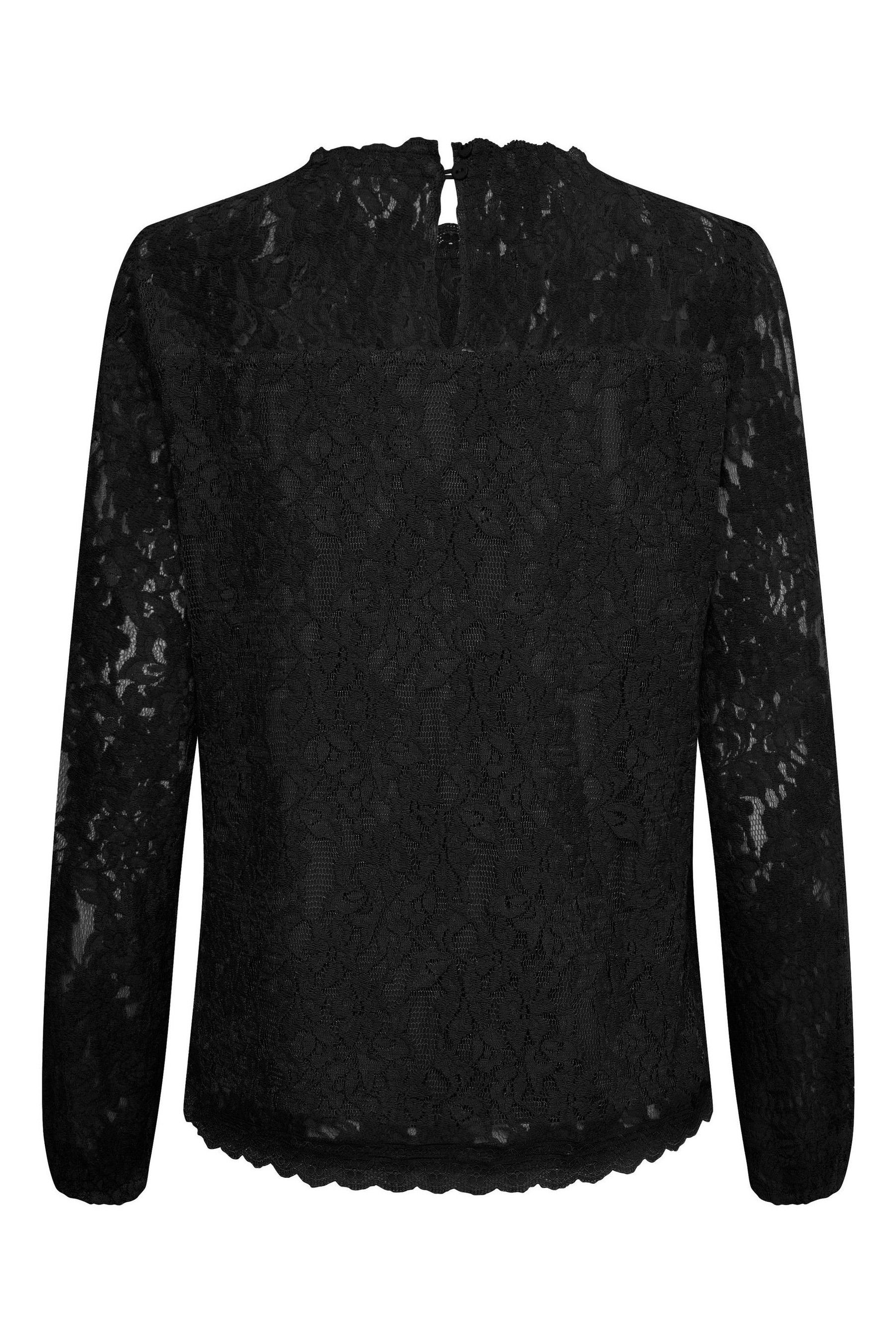 Black lace long sleeve shirt best sale