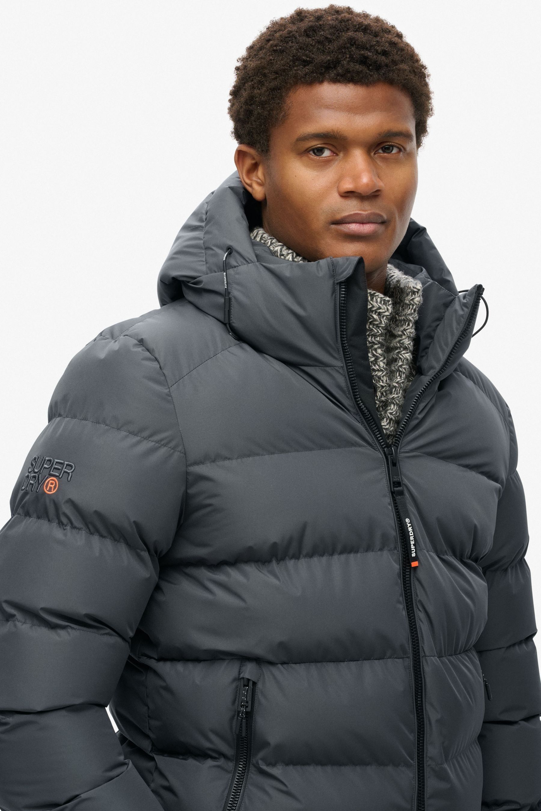 Buy Superdry Grey Hooded Sports Water Repellent Puffer Coat Jacket from the Next UK online shop
