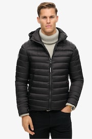 Superdry Black Hooded Fuji Sport Padded Coat Jacket - Image 1 of 6